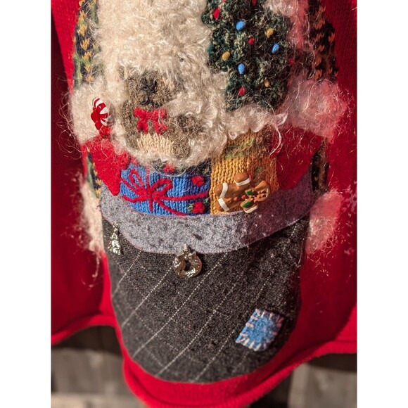 David‎ Brooks Christmas Sweater Womens M Rudolph Red Santa Charms Vtg - Picture 2 of 13